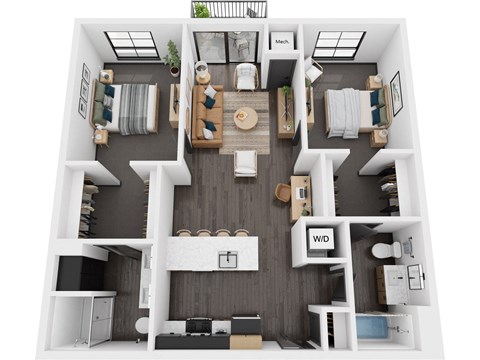 a 1 bedroom floor plan with a bathroom and a living room